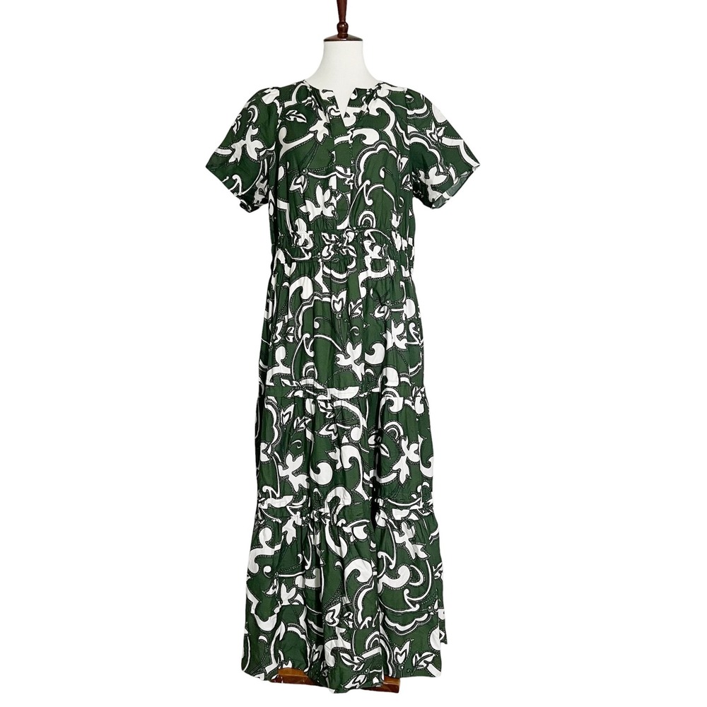 Anthropologie Somerset Maxi Dress Green White Cotton 1X Plus Size - Picture 5 of 13